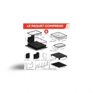 Egouttoir Vaisselle sur Evier avec Tapis Vaisselle Absorbant et système d&apos;évacuation Automatique vers l&apos;évier de la Cuisine - Organisateur Evier Cuisine 2 Niveaux