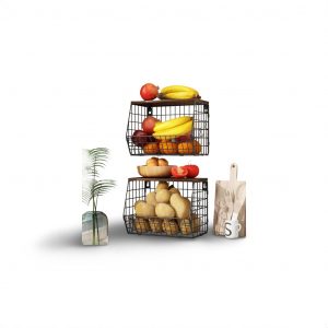 Mefirt Corbeille a Fruit Blanc, Rangement Legumes Cuisine, Kitchen Organizer peut Comme Rangement Fruits et Légumes, Support a Mural et Paniers de Basket Empilables pour Vegetable, Collations