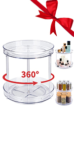 LUZOON Plateau Tournant Epices Rotatif, Lazy Susan Organisateur Organizer de Rangement Cuisine d&apos;étagère de Placard Support de Stockage d&apos;articles pour Condiments,Frigo,Chambre 23cm 2Etages