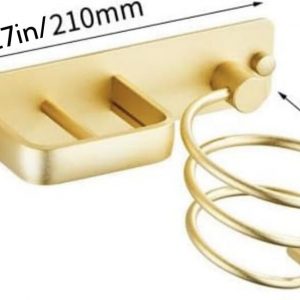 YUET Porte Sèche Cheveux, Support de Lisseur avec Range-Câbles, Support Mural en Métal pour Ranger Le sèche-Cheveux, Le lisseur, Les brosses à Cheveux et Plus Or
