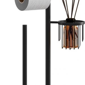 Porte-Papier Toilette en Acier Inoxydable Or avec Brosse WC et Panier d’Angle Rond. Design élégant, Durable, résistant à la Rouille et idéal pour Gagner de l’Espace