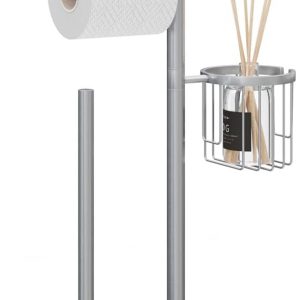 Porte-Papier Toilette en Acier Inoxydable Or avec Brosse WC et Panier d’Angle Rond. Design élégant, Durable, résistant à la Rouille et idéal pour Gagner de l’Espace