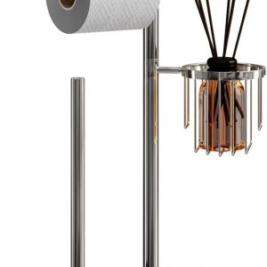 Porte-Papier Toilette en Acier Inoxydable Or avec Brosse WC et Panier d’Angle Rond. Design élégant, Durable, résistant à la Rouille et idéal pour Gagner de l’Espace