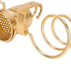 Wakects Porte-sèche-cheveux avec tasse murale, support pour sèche-cheveux mural en aluminium, porte-téléphone mural avec vis de fixation pour salle de bain, douche, hôtel barbier or