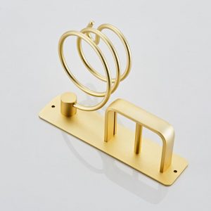 YUET Porte Sèche Cheveux, Support de Lisseur avec Range-Câbles, Support Mural en Métal pour Ranger Le sèche-Cheveux, Le lisseur, Les brosses à Cheveux et Plus Or