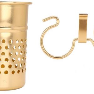 Wakects Porte-sèche-cheveux avec tasse murale, support pour sèche-cheveux mural en aluminium, porte-téléphone mural avec vis de fixation pour salle de bain, douche, hôtel barbier or