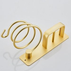 YUET Porte Sèche Cheveux, Support de Lisseur avec Range-Câbles, Support Mural en Métal pour Ranger Le sèche-Cheveux, Le lisseur, Les brosses à Cheveux et Plus Or
