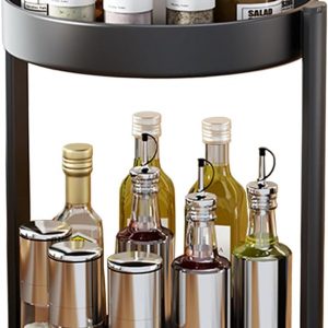 JOUING Plateau Tournant Epices Rangement Epices Cuisine 2 Etages étagère à épices Rotatif Métal Lazy Susan Organisateur pour ArmoireBlanc