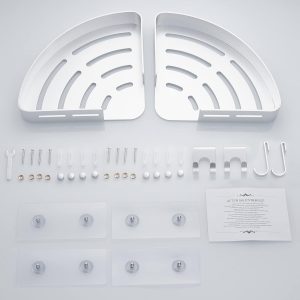GERUIKE Étagère de Douche d&apos;angle sans Perçage Adhésif Etagere de Rangement Douche Angle Organisateur Salle de Bain Argent en Aluminium Mural 2 Pièces Porte Gel Shampoing Douche