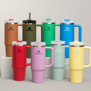 Stanley Quencher H2.0 Tumbler with Handle and Straw 30 oz | Flowstate 3-Position Lid | Cup Holder Compatible for Travel | Insulated Stainless Steel Cup | BPA-Free | Cherry Blossom