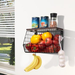 Mefirt Corbeille a Fruit Blanc, Rangement Legumes Cuisine, Kitchen Organizer peut Comme Rangement Fruits et Légumes, Support a Mural et Paniers de Basket Empilables pour Vegetable, Collations