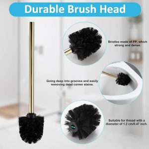 Porte-Papier Toilette en Acier Inoxydable Or avec Brosse WC et Panier d’Angle Rond. Design élégant, Durable, résistant à la Rouille et idéal pour Gagner de l’Espace