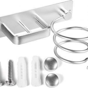 YUET Porte Sèche Cheveux, Support de Lisseur avec Range-Câbles, Support Mural en Métal pour Ranger Le sèche-Cheveux, Le lisseur, Les brosses à Cheveux et Plus Or