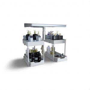 DEKAVA Lot de 2 Rangement sous Évier - Organisateur sous Evier Tiroir Coulissant à Extraction - Rangement Et Organisation De Cuisine - Panier de rangement multifonction pour salle de bain - Noir