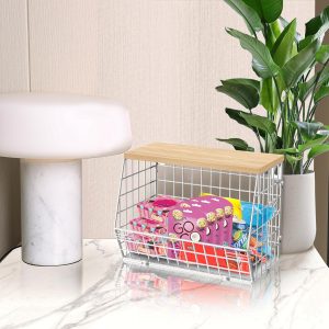 Mefirt Corbeille a Fruit Blanc, Rangement Legumes Cuisine, Kitchen Organizer peut Comme Rangement Fruits et Légumes, Support a Mural et Paniers de Basket Empilables pour Vegetable, Collations