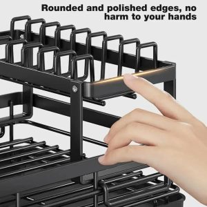 Support à bols – Égouttoir à vaisselle à 2 niveaux, rangement réglable, gain de place, organisateur d&apos;ustensiles de cuisine pour assiettes, tasses, couverts