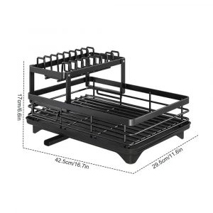 Support à bols – Égouttoir à vaisselle à 2 niveaux, rangement réglable, gain de place, organisateur d&apos;ustensiles de cuisine pour assiettes, tasses, couverts