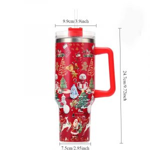 Bouteilles Thermos de noël en acier inoxydable, gobelet de 40oz, boissons froides et chaudes, bouteille d&apos;eau isolée avec paille, tasse de voiture, tasse de voyage