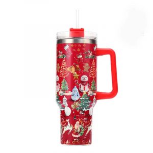 Bouteilles Thermos de noël en acier inoxydable, gobelet de 40oz, boissons froides et chaudes, bouteille d&apos;eau isolée avec paille, tasse de voiture, tasse de voyage