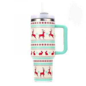 Bouteilles Thermos de noël en acier inoxydable, gobelet de 40oz, boissons froides et chaudes, bouteille d&apos;eau isolée avec paille, tasse de voiture, tasse de voyage