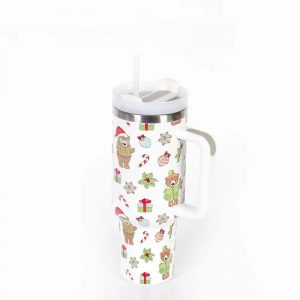 Bouteilles Thermos de noël en acier inoxydable, gobelet de 40oz, boissons froides et chaudes, bouteille d&apos;eau isolée avec paille, tasse de voiture, tasse de voyage