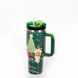 Bouteilles Thermos de noël en acier inoxydable, gobelet de 40oz, boissons froides et chaudes, bouteille d&apos;eau isolée avec paille, tasse de voiture, tasse de voyage
