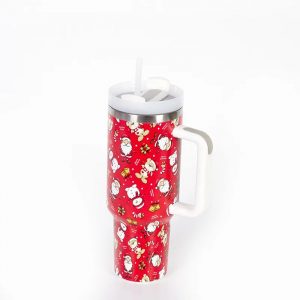 Bouteilles Thermos de noël en acier inoxydable, gobelet de 40oz, boissons froides et chaudes, bouteille d&apos;eau isolée avec paille, tasse de voiture, tasse de voyage