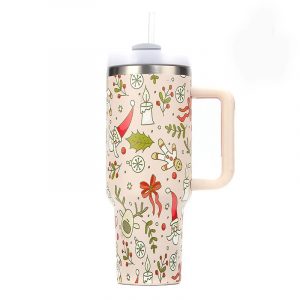 Bouteilles Thermos de noël en acier inoxydable, gobelet de 40oz, boissons froides et chaudes, bouteille d&apos;eau isolée avec paille, tasse de voiture, tasse de voyage