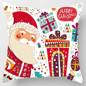 Ensemble de coussins de Noël 45 * 45 cm taie d&apos;oreiller ornements de Noël adaptés à la maison Navidad Noel cadeaux de Noël ornements de Noël