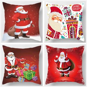 Ensemble de coussins de Noël 45 * 45 cm taie d&apos;oreiller ornements de Noël adaptés à la maison Navidad Noel cadeaux de Noël ornements de Noël