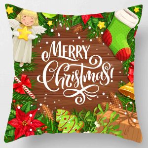 Ensemble de coussins de Noël 45 * 45 cm taie d&apos;oreiller ornements de Noël adaptés à la maison Navidad Noel cadeaux de Noël ornements de Noël