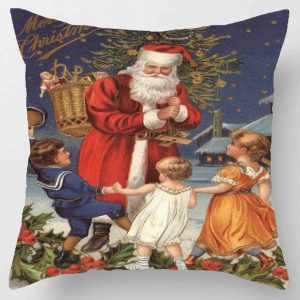 Ensemble de coussins de Noël 45 * 45 cm taie d&apos;oreiller ornements de Noël adaptés à la maison Navidad Noel cadeaux de Noël ornements de Noël