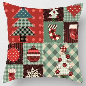 Ensemble de coussins de Noël 45 * 45 cm taie d&apos;oreiller ornements de Noël adaptés à la maison Navidad Noel cadeaux de Noël ornements de Noël