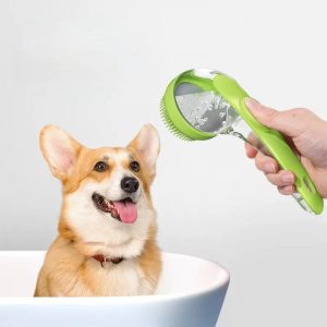 Brosse de bain pour animaux de compagnie, en Silicone souple, à Long manche avec distributeur de shampoing, Massage doux pour le toilettage et le nettoyage de la fourrure et des cheveux, 1 pièce