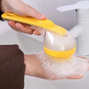Brosse de bain pour animaux de compagnie, en Silicone souple, à Long manche avec distributeur de shampoing, Massage doux pour le toilettage et le nettoyage de la fourrure et des cheveux, 1 pièce