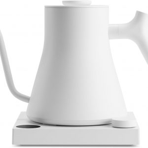 Bouilloire électrique à col de cygne Fellow Stagg EKG - Bouilloire pour café et thé, Acier inoxydable, Chauffage rapide, Vert fumé avec poignée en bois d&amp;apos;érable, 0,9 litre