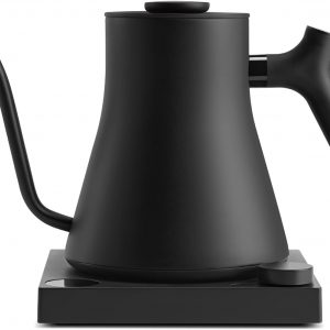 Bouilloire électrique à col de cygne Fellow Stagg EKG - Bouilloire pour café et thé, Acier inoxydable, Chauffage rapide, Vert fumé avec poignée en bois d&amp;apos;érable, 0,9 litre