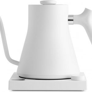 Bouilloire électrique à col de cygne Fellow Stagg EKG - Bouilloire pour café et thé, Acier inoxydable, Chauffage rapide, Vert fumé avec poignée en bois d&amp;apos;érable, 0,9 litre