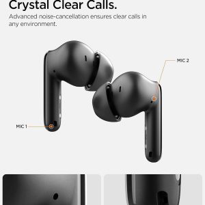 Spigen SA-TW S10 Écouteurs sans Fil, ANC 28dB, Mode Transparence, 30h, EQ, 4 micros, Mode Jeu, 10mm, IPX5 - Blanc
