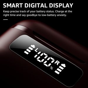 TOZO Hybrid Écouteurs Bluetooth sans Fil, Ecouteurs Bluetooth 5.3 avec Hybride ANC 6 Mics ENC ORIGX 2.0 Acoustique, EQs Ajustement, 59H d&amp;apos;Autonomie, LED Écran, USB Type C, IPX8 Rouge
