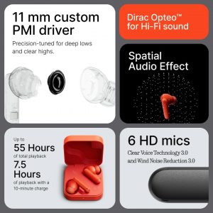 CMF by Nothing Buds 2 Écouteurs sans Fil avec ANC Hybride de 48 DB, autonomie de 55 Heures, Driver PMI de 11 mm, 6 micros HD et Audio Spatial, résistance à l’Eau IP55 – Gris foncé