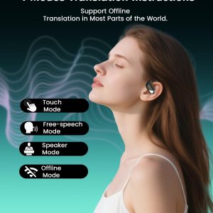 SANOTO IA Ecouteur Traducteur Instantané, 144 Langues Traducteur Vocal Instantané，Open Ear Ecouteurs, Oreillette Traduction Instantanée pour Voyages, Affaires et Etudes