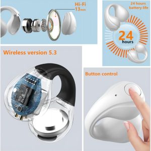 Casque Bluetooth,Écouteurs Bluetooth 5.3 avec Micro Stéréo Design de l&amp;apos;oreille Clip Casque sans Fil IP7 Étanche,Casque Bluetooth Sport avec LED Affichage pour iPhone/Samsung/Android/xiaomi
