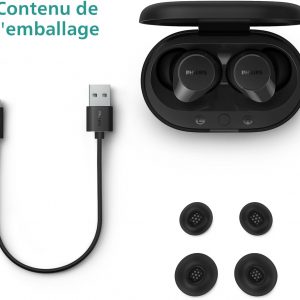 Philips TAT1209BK True Wireless in Ear Bluetooth Headphones - Small Buds. Great Value Natural Sound. Dynamic Bass, Pocket-Sized Charging Case, Clear Calls - Black
