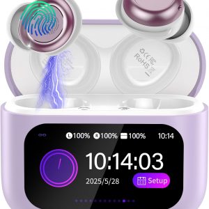Ecouteurs Bluetooth Sans Fil, Mini Écouteurs de Sommeil avec Écran Tactile, HiFi Stéréo Casque Bluetooth 5.4 Appels Clairs, IP7 Étanche Écouteurs Intra-Auriculaires pour Dormir Sur le Côté, Or Rose