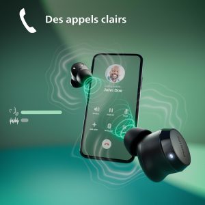 Philips TAT1209BK True Wireless in Ear Bluetooth Headphones - Small Buds. Great Value Natural Sound. Dynamic Bass, Pocket-Sized Charging Case, Clear Calls - Black