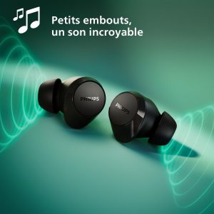 Philips TAT1209BK True Wireless in Ear Bluetooth Headphones - Small Buds. Great Value Natural Sound. Dynamic Bass, Pocket-Sized Charging Case, Clear Calls - Black