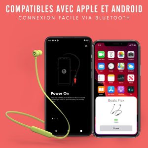 Beats Écouteurs sans Fil Beats Flex – Puce Apple W1 pour Casques et écouteurs, écouteurs magnétiques, Bluetooth Classe 1, 12 Heures d&apos;écoute – Noir Beats