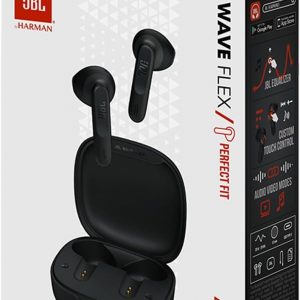 JBL Wave Flex, Écouteurs Intra-Auriculaires Sans Fil, Resistance à l&apos;Eau IP54 et IPX2, Technologie TalkThru et AmbientAware, Autonomie de 32 heures, en Noir