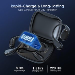 Olycism Traducteur Instantané - Écouteur Traducteur avec 150 Langues, Longue Autonomie, Bluetooth 5.4 et 6 Modes pour une Communication Sans Accroc pour les Réunions, l&amp;apos;Apprentissage et les Voyages